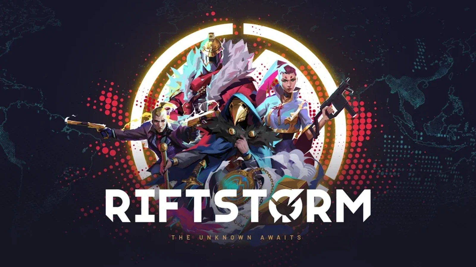 RIFTSTORM operatives assembled against a world map